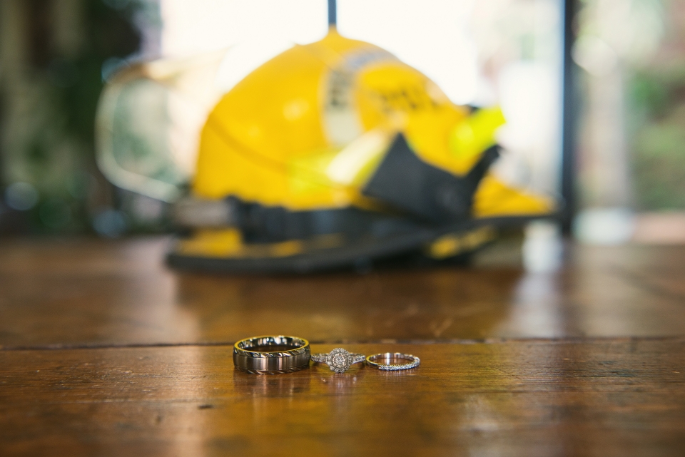 firefighter ring picture rustic wedding