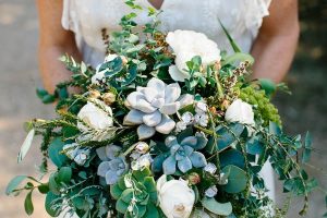 eucalyptus and succulent bouquet summer