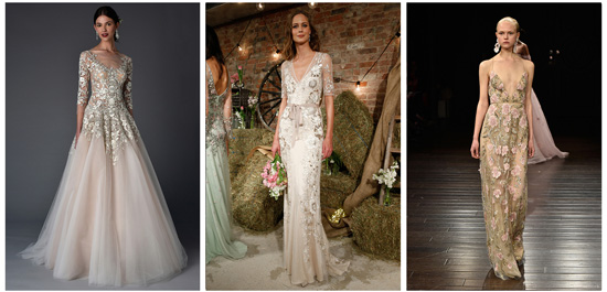 Luxurious metallic embroidery will add color and texture to your wedding gown 